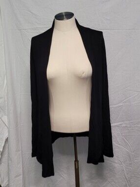 LoAnna Black Open-Front Light Weight Draped Cardigan Size Large